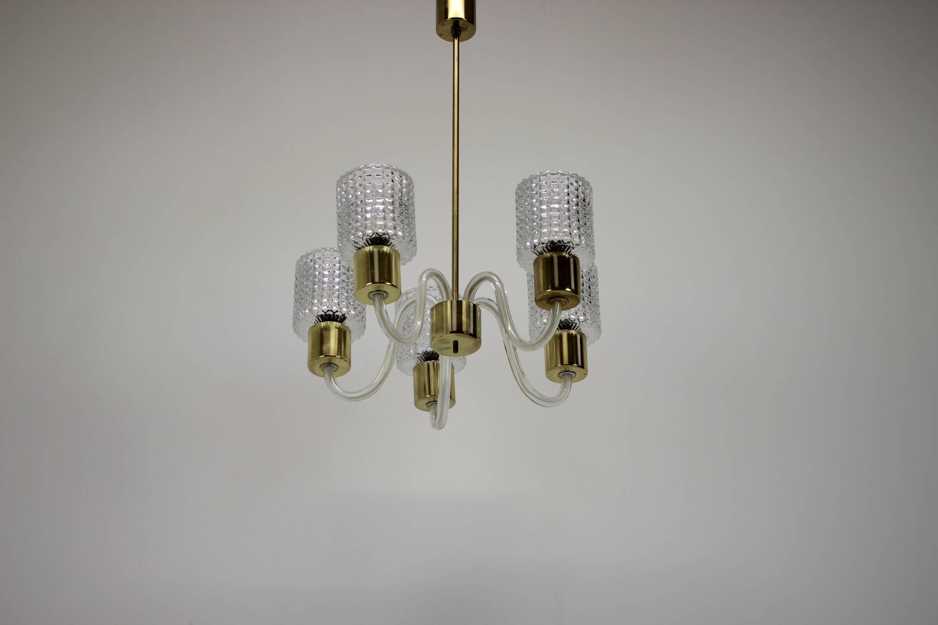 Art Deco All Glass Chandelier by Kamenicky Senov, 1960's, Czechoslovakia