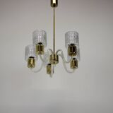 Art Deco All Glass Chandelier by Kamenicky Senov, 1960's, Czechoslovakia