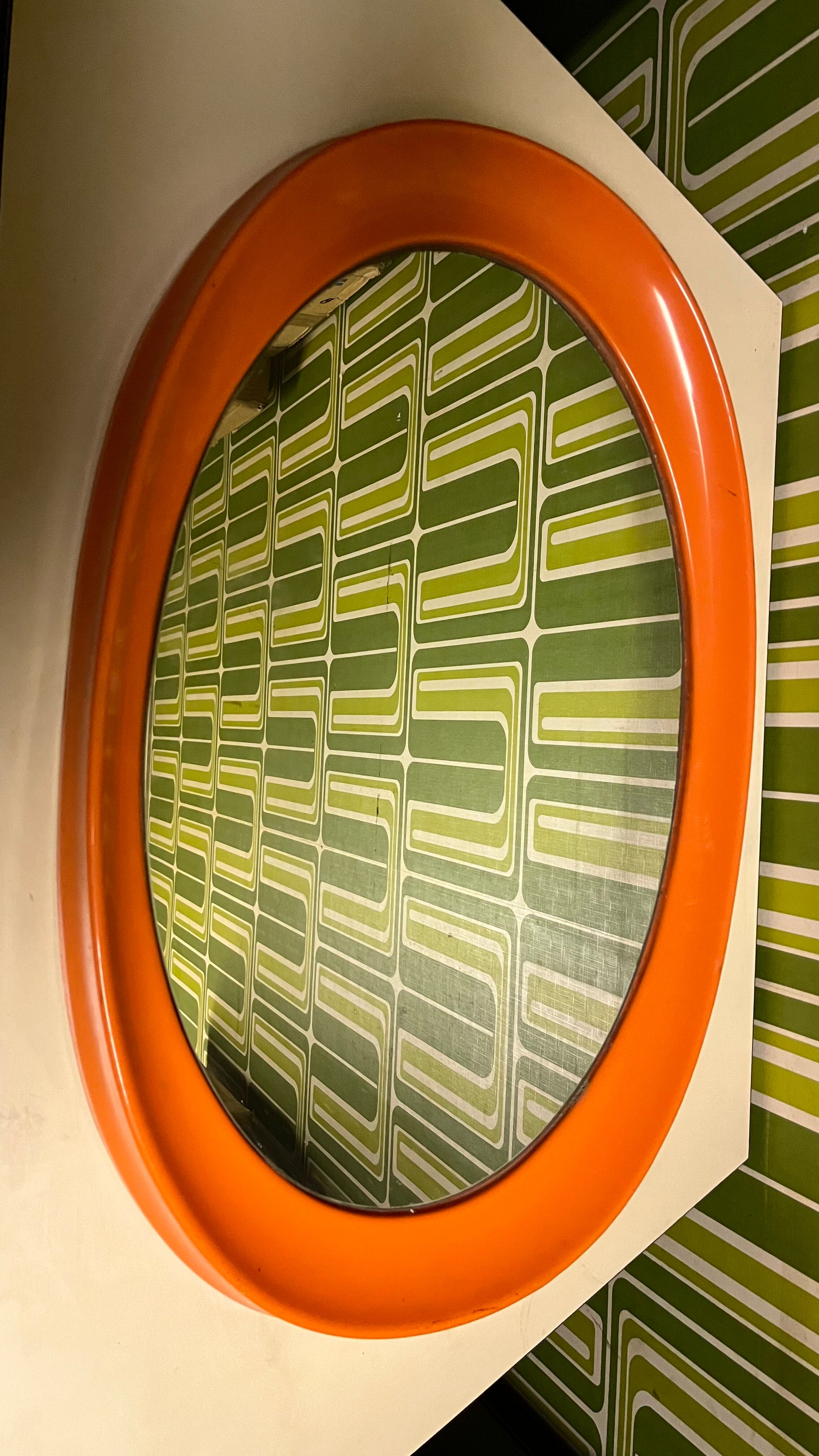 Miroir ovale orange