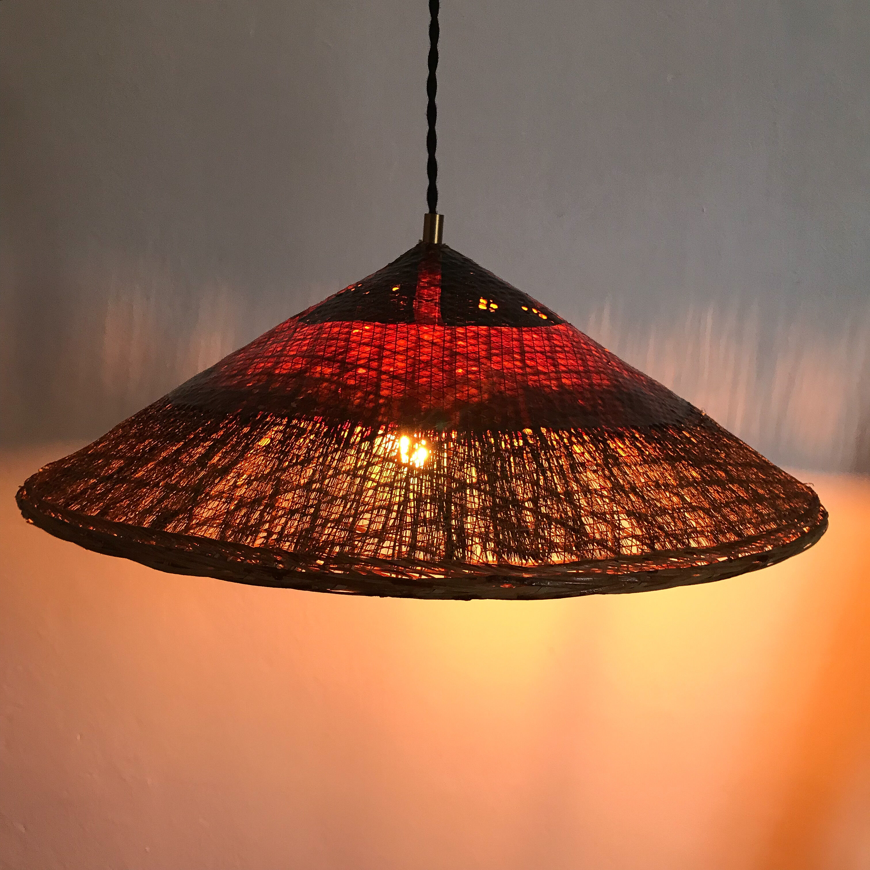 Vintage wicker pendant lamp