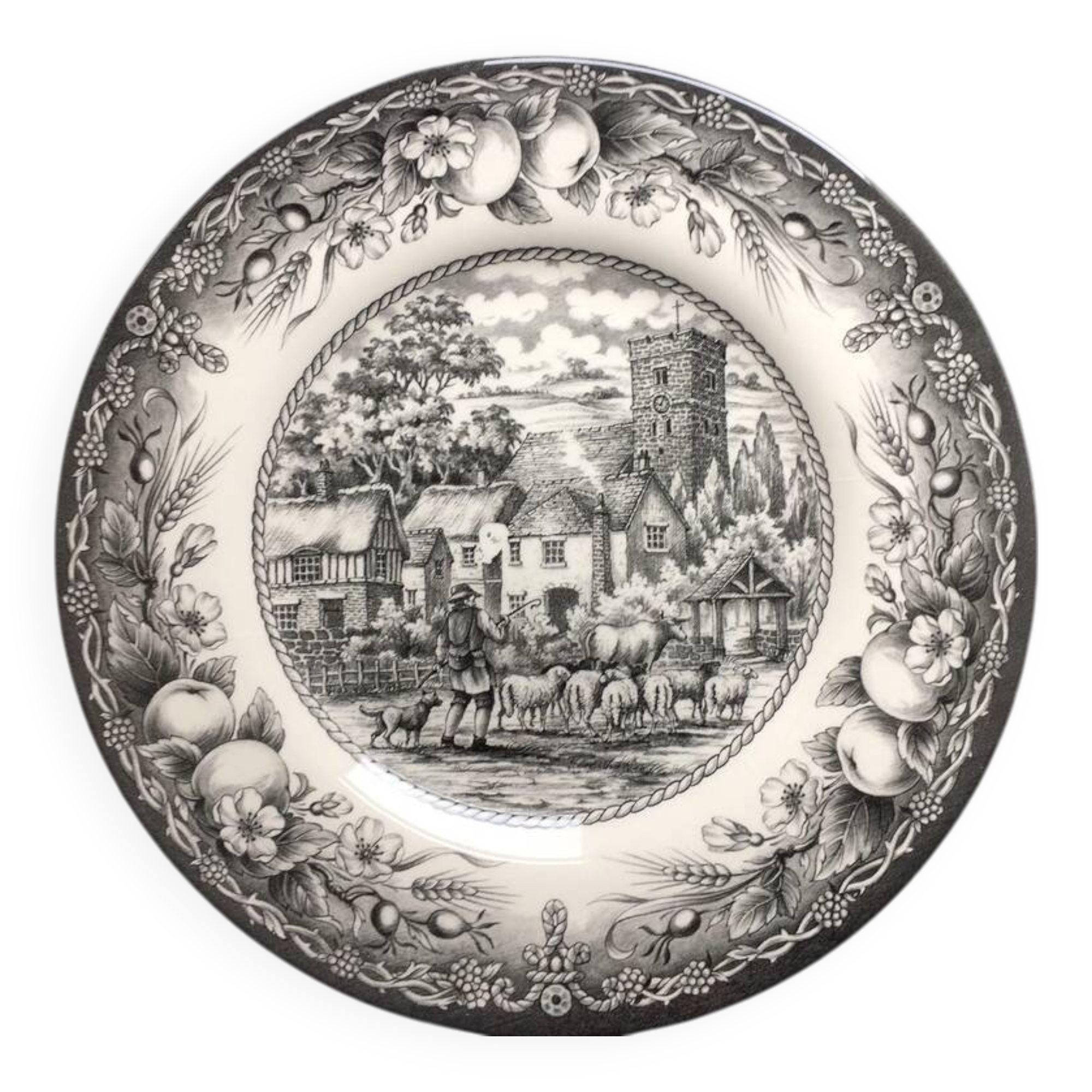 Assiette Royal Stafford Dessert Herdsman Black