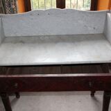 Table de toilette ancienne en bois et marbre