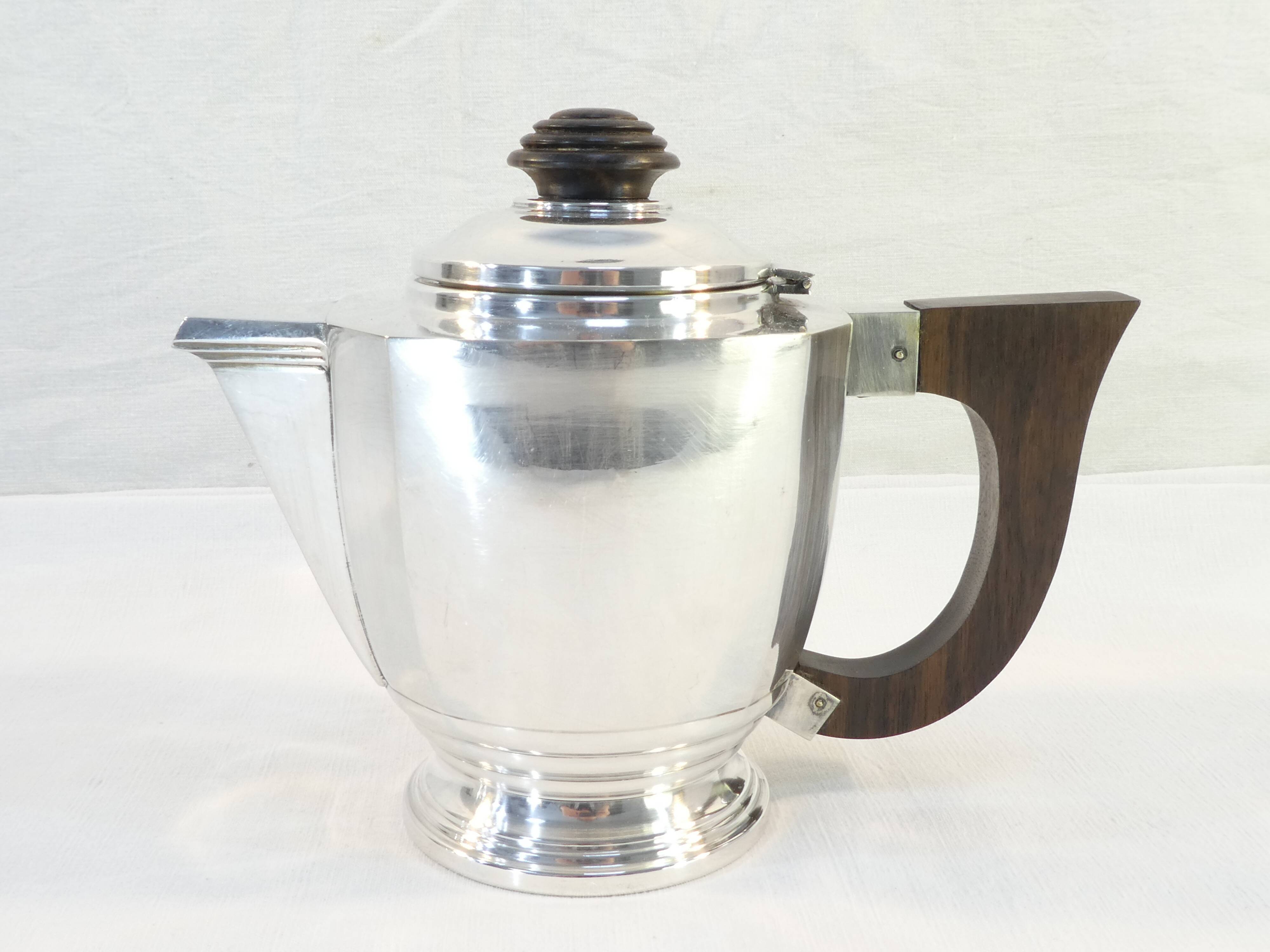 Silver metal coffee / tea service art deco 3 pieces
