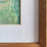 Table HSP "Wooded landscape" signed middle XX° + frame