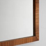 Scandinavian Art Deco Mirror in Flamed Birch Root with Black Detail