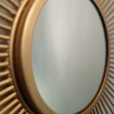 Vintage sun mirror in gold metal 55cm
