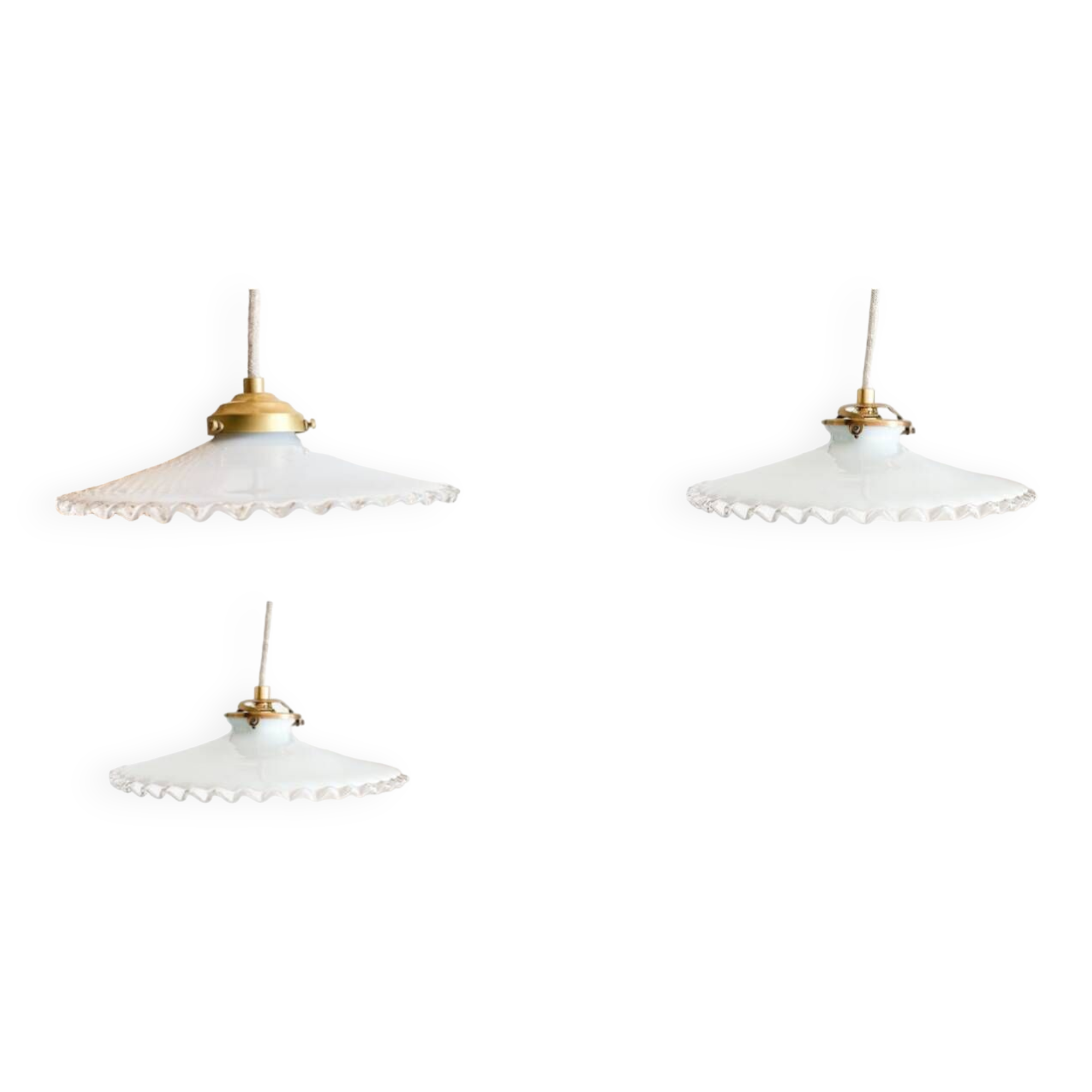 Set of 3 opaline lace pendants