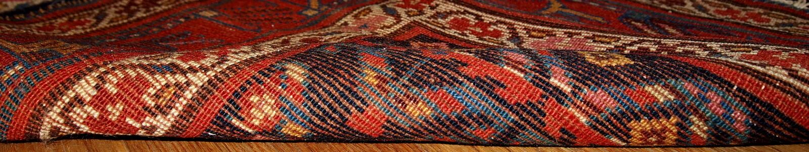 Tapis couloir ancien persan kurde fait main, usé, 103 cm x 375 cm, années 1900.