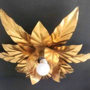 Hollywood Regency Florentine Flower-Shaped Gilt Flush Mount Hans Kögl Italy