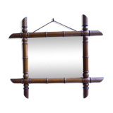Mirror in solid beech Art Deco imitation bamboo