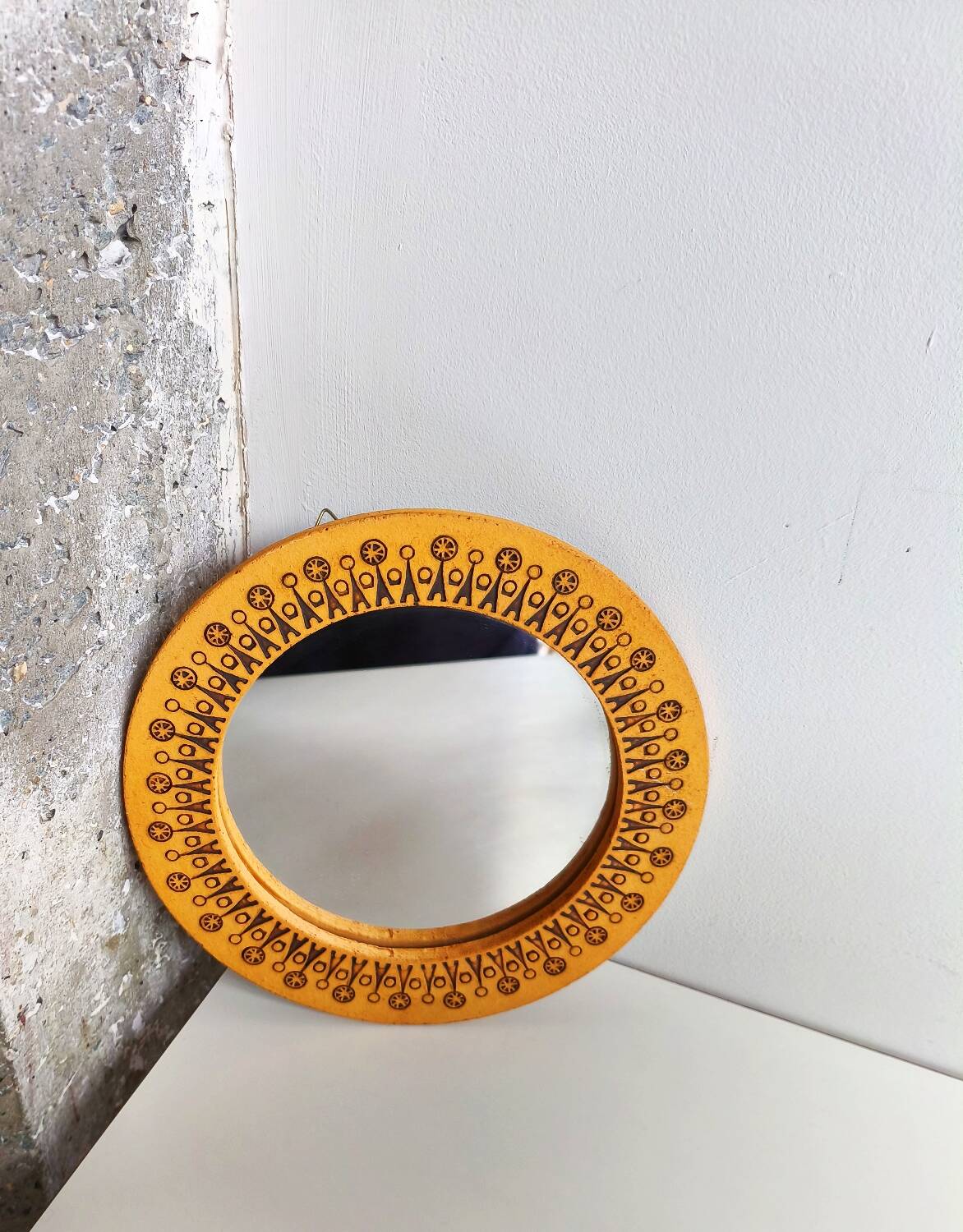 Vintage ceramic round mirror