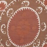 Suzani Bedspread - Neutral Red Colorful Uzbek Table Cloth - Tribal Embroidery Wall Decor
