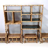 Bamboo Bookcase with Smoked Glass Shelves by Vivai del Sud, Italy