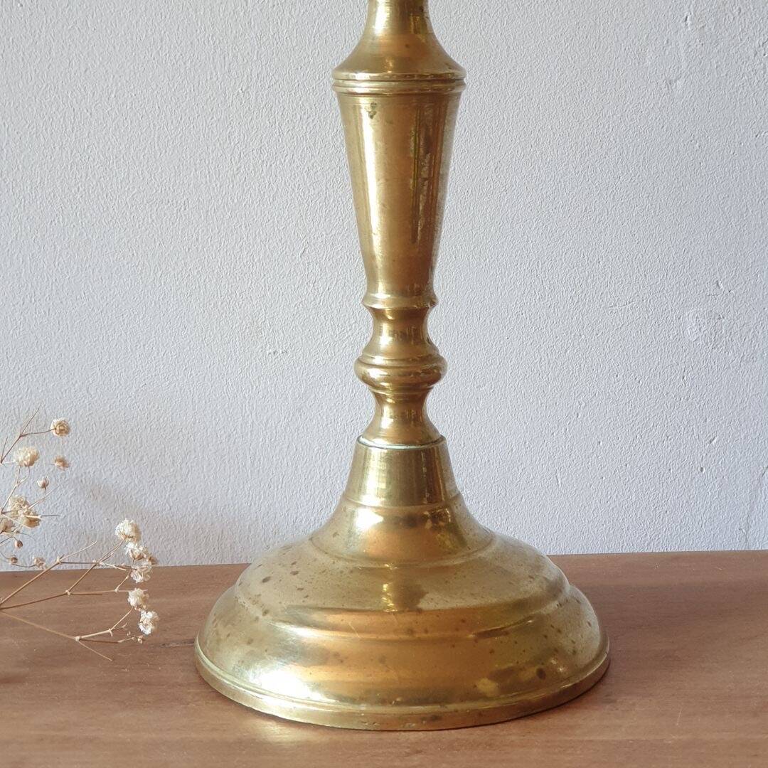 Large gilded brass candle holder
