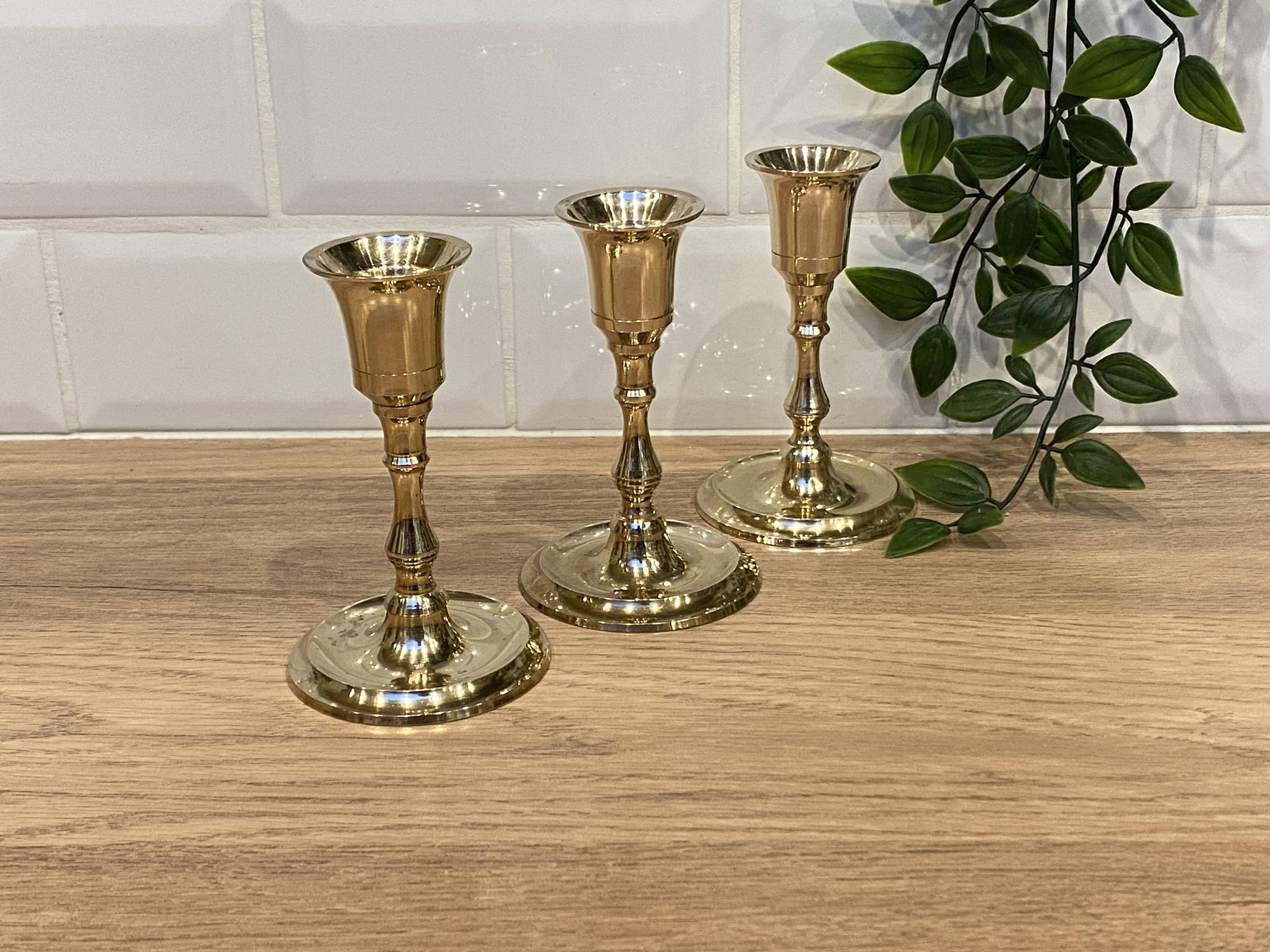 3 brass candle holders