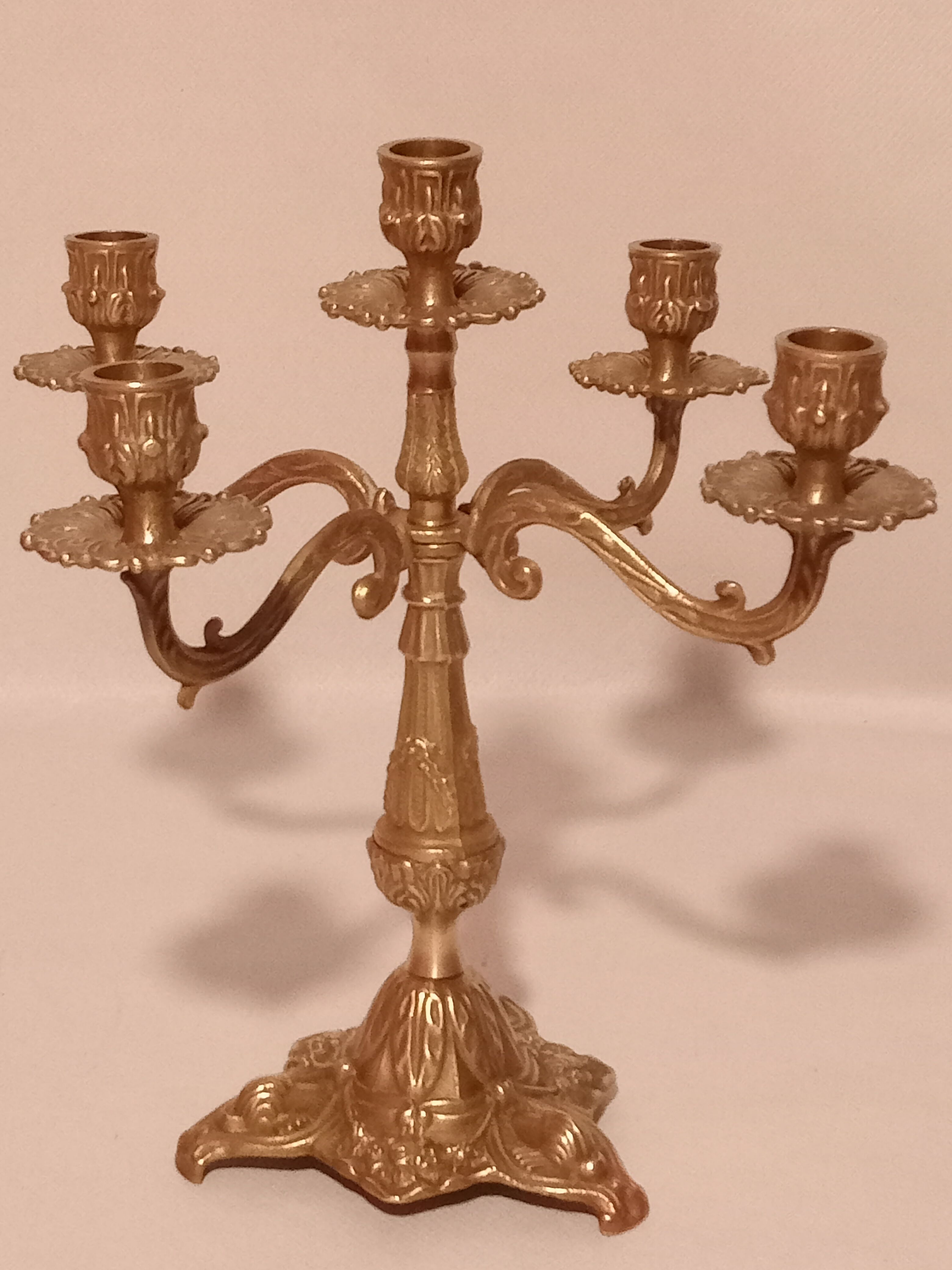 Pair of 5-burner bronze candlesticks