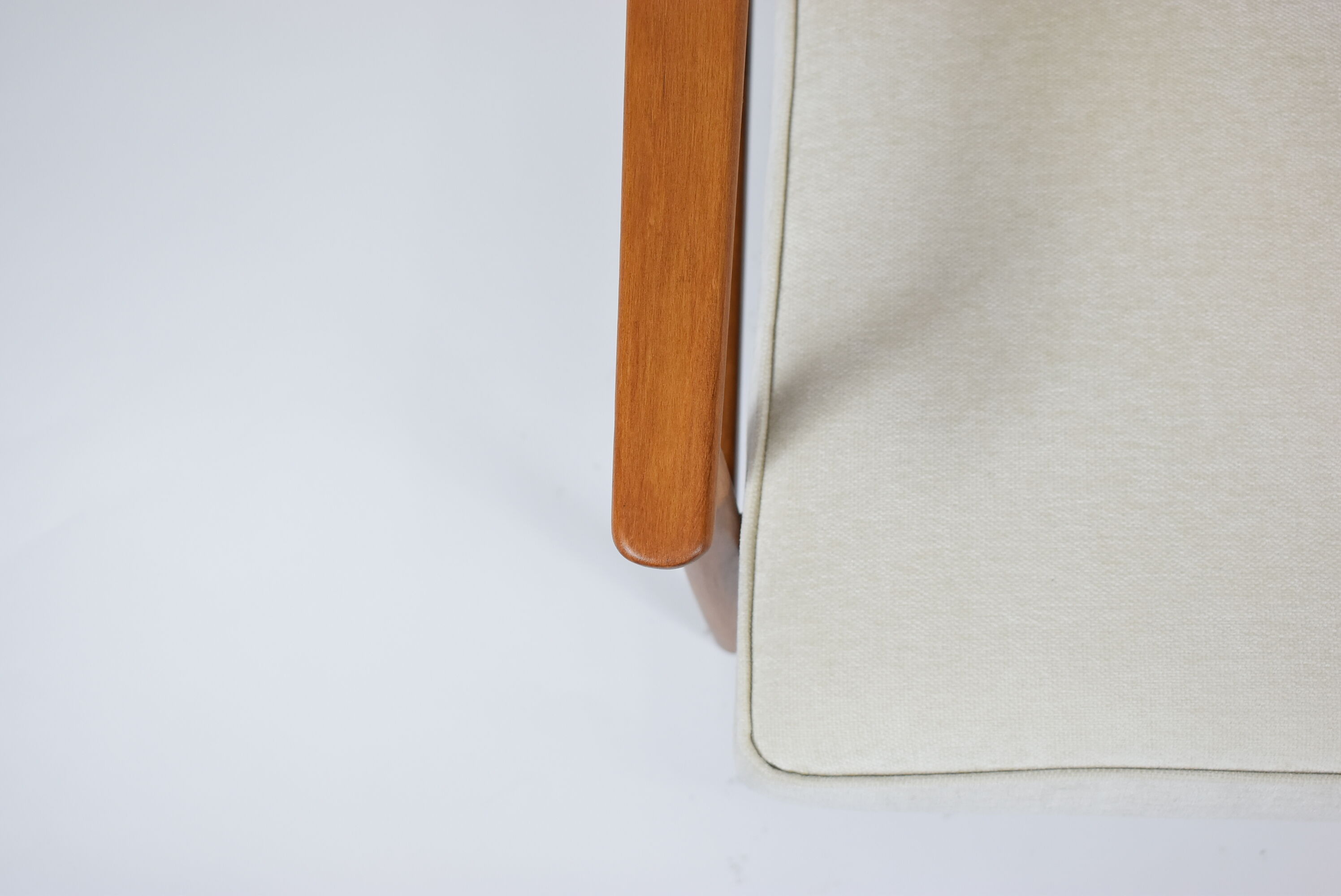 Vintage original armchair "Fox" designed by H. Lis 1970s, beige fabric, fully renovated