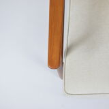 Vintage original armchair "Fox" designed by H. Lis 1970s, beige fabric, fully renovated