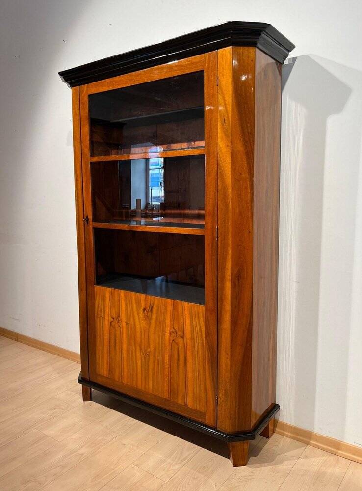 Biedermeier Bookcase in Walnut & Glass, Austria, 1825