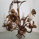 Hollywood Regency Roses kroonluchter, Verguld, Drie Armen, Italie