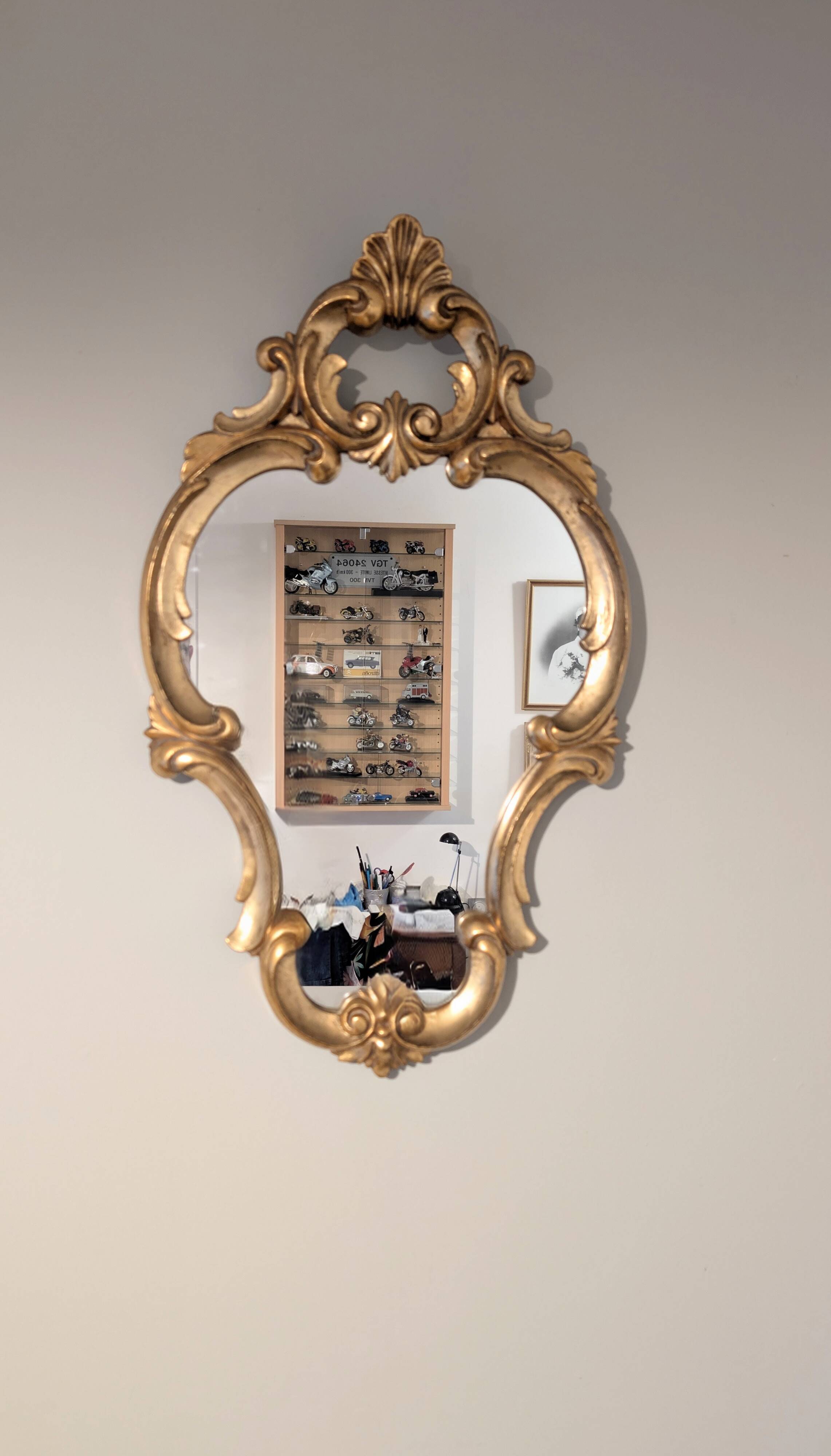 Antique gold baroque mirror 60 x 48cm