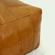 Mid-Century Patchwork Cognac Leather Pouf, 1970s