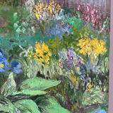 Flower garden and stream, signed