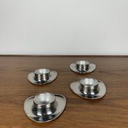 Set of 4 stainless steel egg cups Mark Tischfein, Germany, 1970