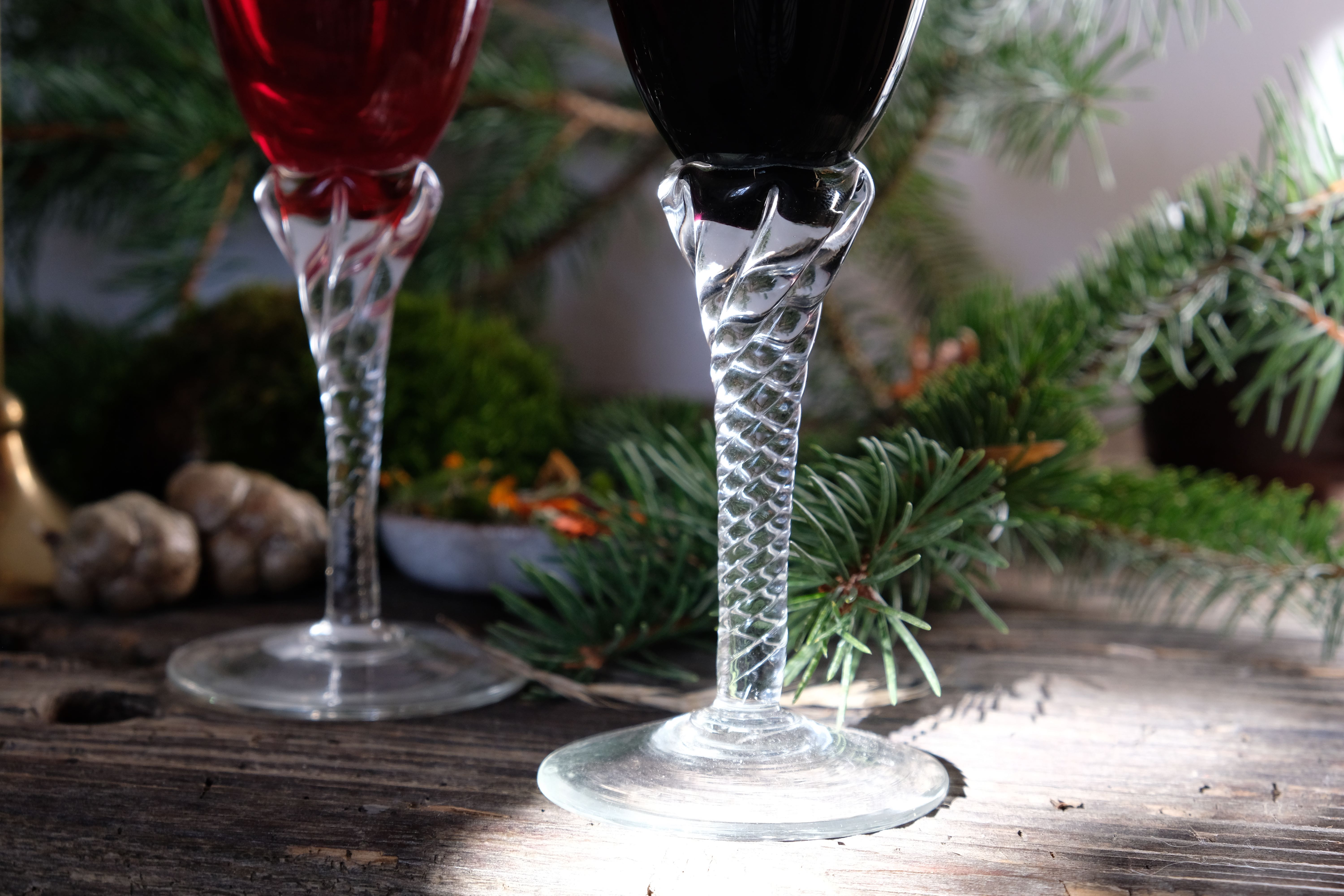 Set of two wine glasses blown murano glass glass