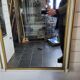 Old Louis XV style mirror with gold and white patina, 145×82cms