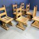 Solid oak brutalist dining chairs, 1960s