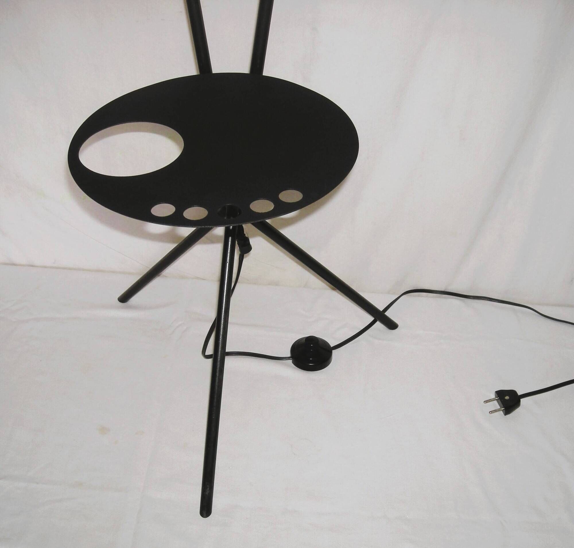 Tripod floor lamp with shelf from the 1950s.