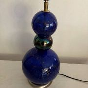 Vintage blue and gold blown glass lamp from the 80s/90s