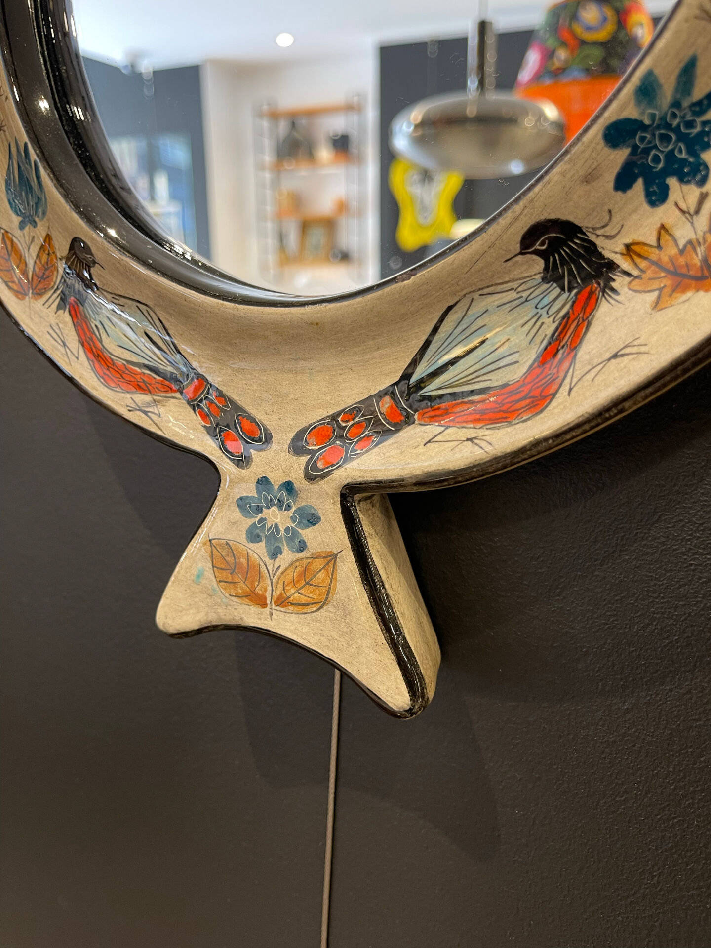 Ceramic mirror by Jean de Lespinasse 1960