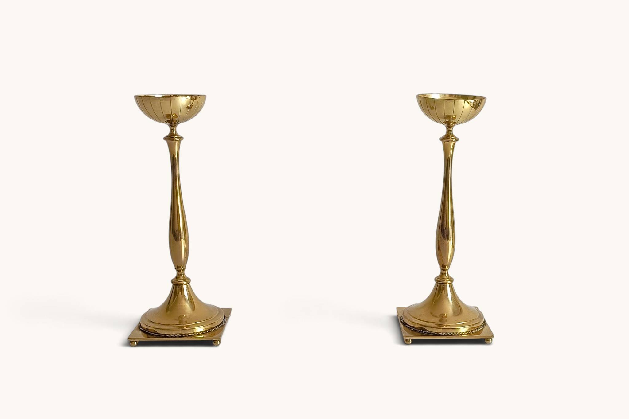 Scandinavian Modern Brass Candlesticks by Gunnar Ander for Ystad Metall