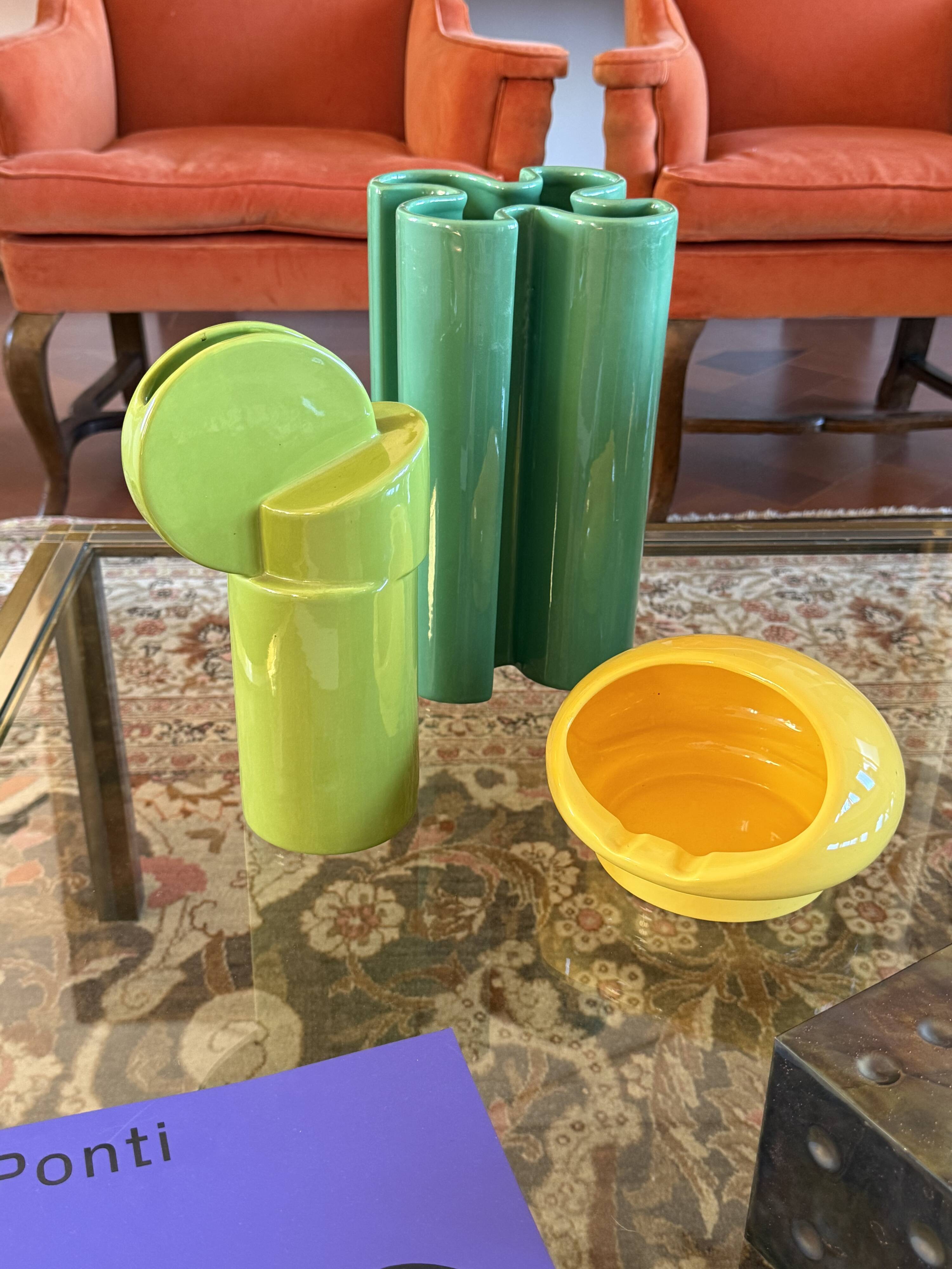 Space age green ceramic vase, Pietro Arosio, Parravicini Italy ca. 1960