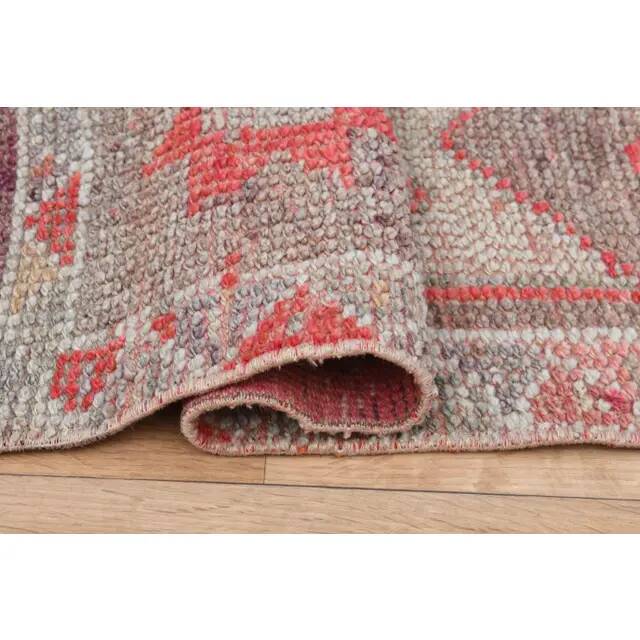 Pink Rainbow Turkish Vintage Handmade Woven Runner Rug 82x285