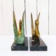 Pair of art deco golden swan bookends