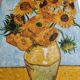 Tableau librement inspiré des tournesols, huile sur toile, 65 cm