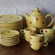 Hand-painted earthenware tea set – red apple motif