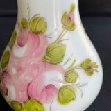 Vase Napoleon III in white opaline with floral decoration with gilding
