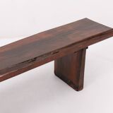 Varnished solid wood bench, mid-20th century