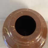 Brown ceramic vase with gilding by Lucien Brisdoux