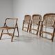 Set of 4 Dal Vera bamboo folding chairs, brass details, Italy, 1960s.