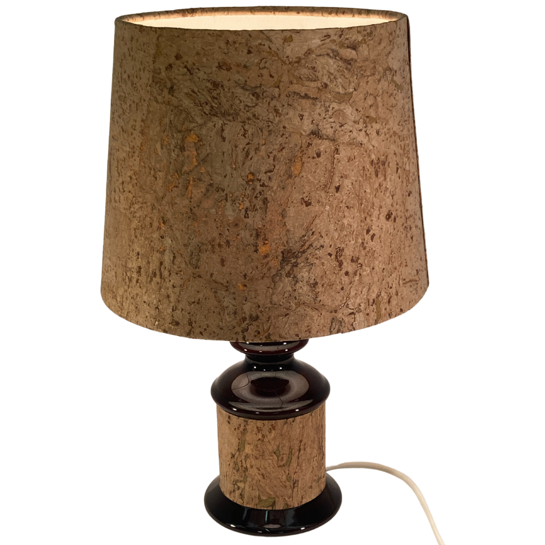 Cork and glass midcentury German desk or table lamp