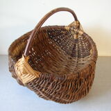 Old basket in wicker and wood of Normandy deco kitchen farm normande 40 cm