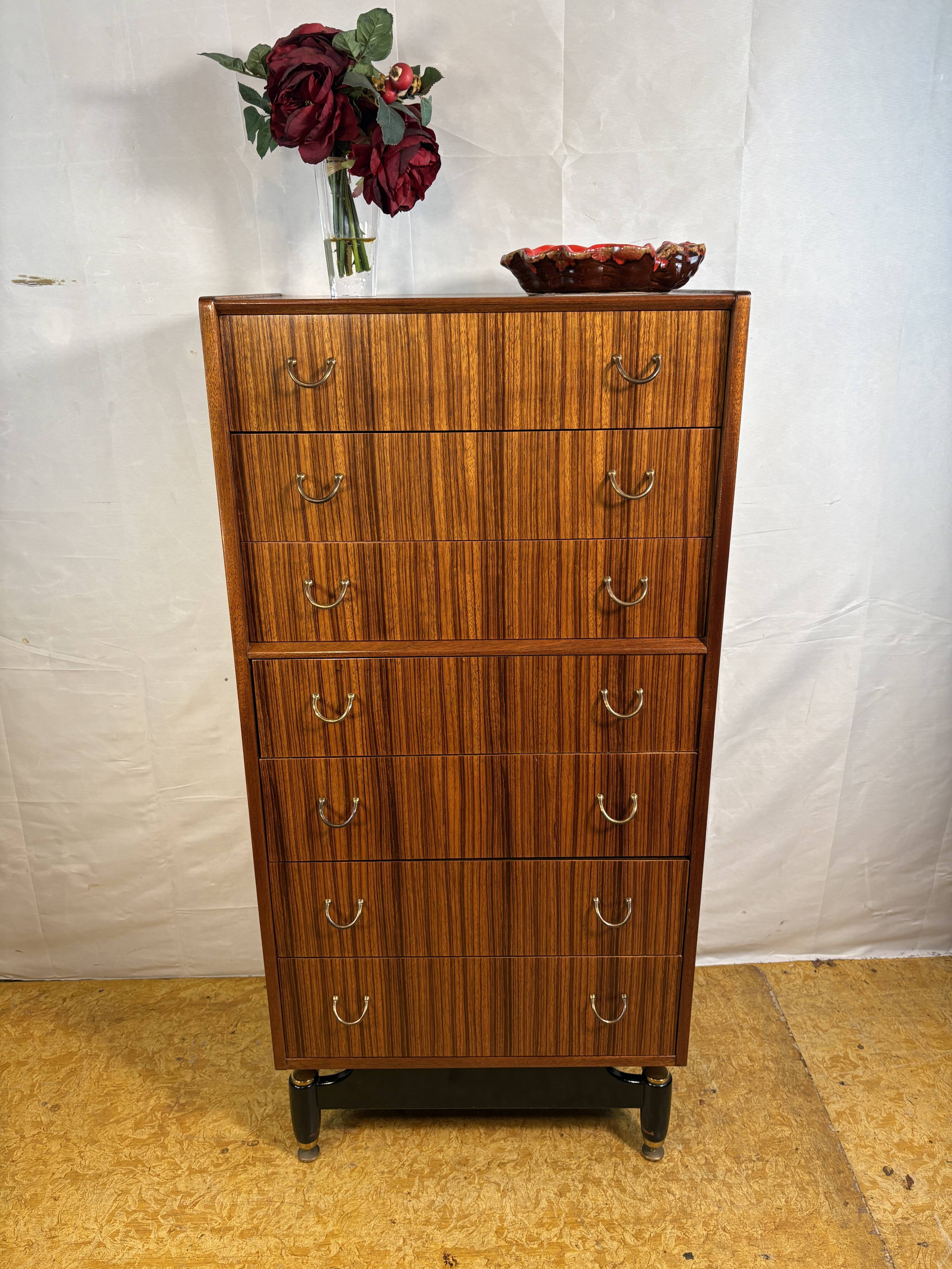 Mid Century Retro Vintage G-Plan Librenza Teak Wood Tallboy 1950s  E.Gomme