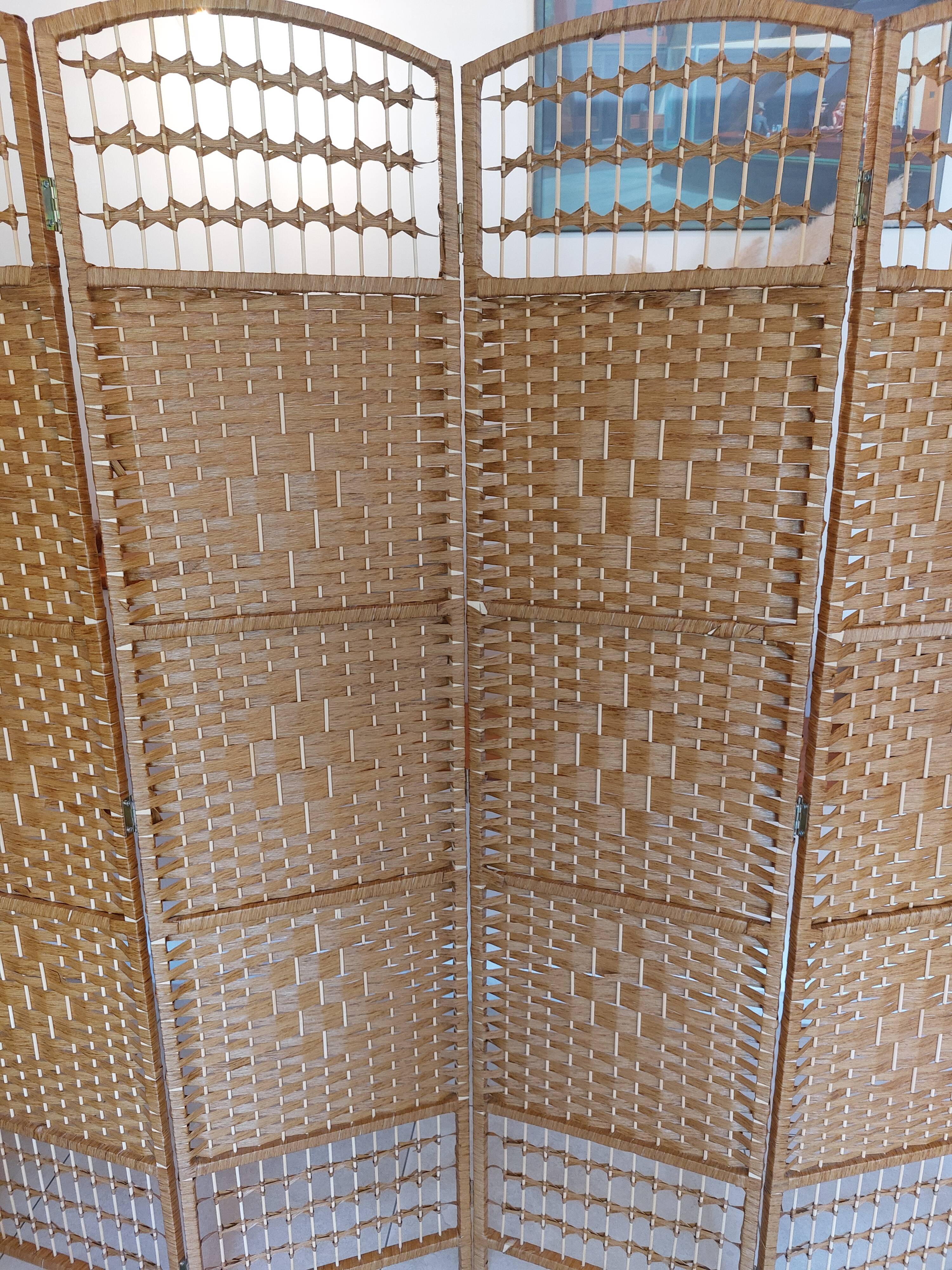 wicker, rattan screen, 5 panels