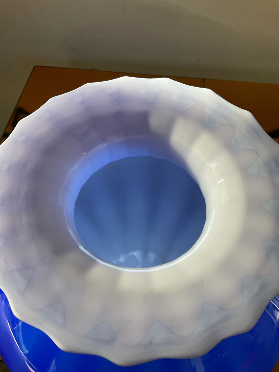 Large Murano glass spherical vase in two-tone glass paste