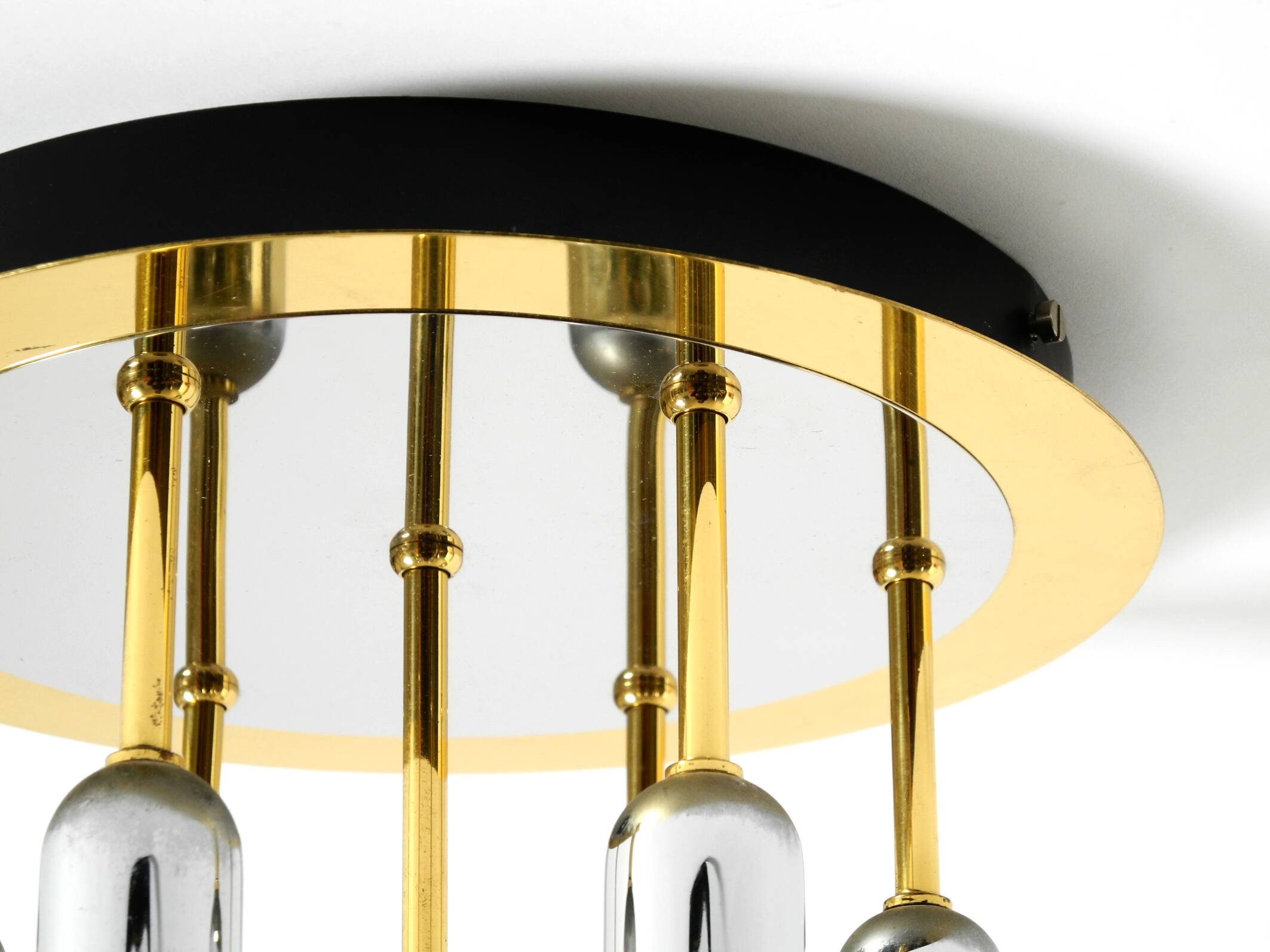 80s Post-Modern Ceiling Lamp by Schmidt Leuchtenfabrik, in brass and chrome